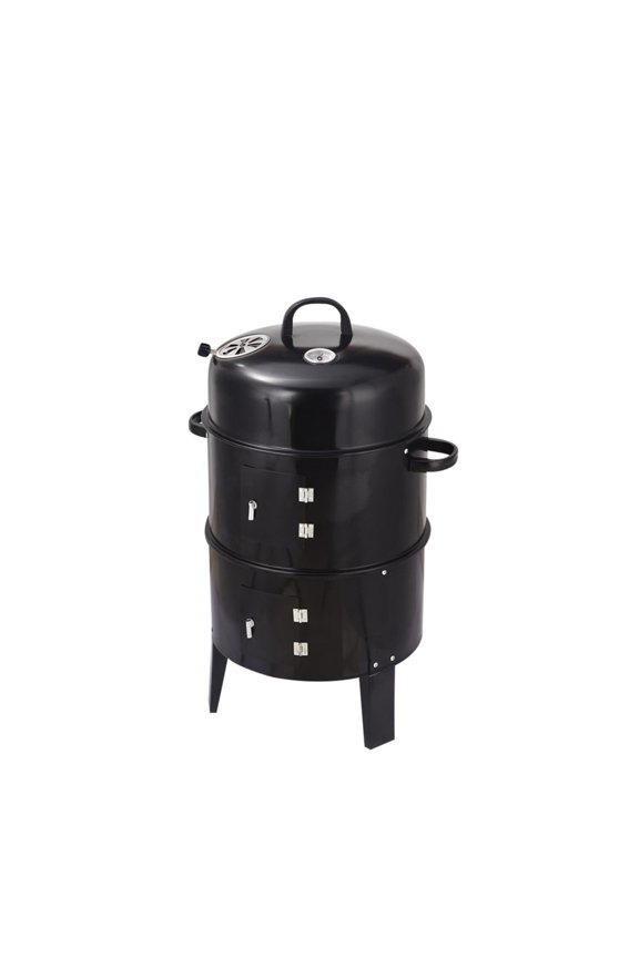 Charcoal Grill Brazier, Wood Fired BBQ Smoker Stove - Double Layer Outdoor Grill for Smokeless Cooking, 360 Even Heating, Oil Drip System Black + Garden & Outdoor + American Traditional + Steel