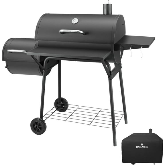 Charcoal Grill with Offset Smoker,BBQ Grills with Side Table,Outdoor Cooking with 714 Square Inches,Backyard Camping Picnics, Patio and Parties, Black by DNKMOR