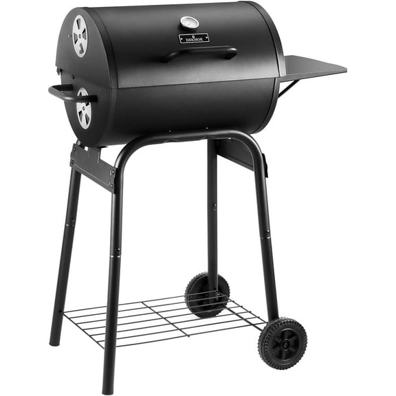 Charcoal Grill Outdoor BBQ Grill, Barrel Charcoal Grills with Side Table, with Nearly 500 Sq.In. Cooking Grid Area, Outdoor Backyard Camping Picnics, Patio and Parties, Black