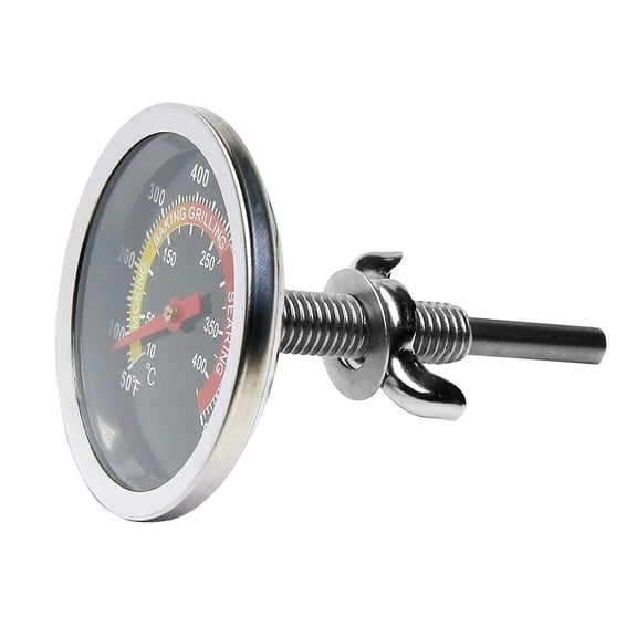 Charcoal Grill Smoker Temperature Gauge Pit Barbecue Thermometer Fahrenheit and Heat Indicator for Meat Cooking Port Lamb Beef, Stainless Steel Temp Gauge