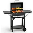Charcoal Grill with Two Side Tables, Heavyduty Steel Barbecue BBQ