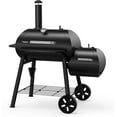 thumbnail image 1 of Brand-Man Offset Smoker Charcoal Grill, Heavy Duty Wood Barrel BBQ Grill Smoker Combo with Side Box, 1 of 9