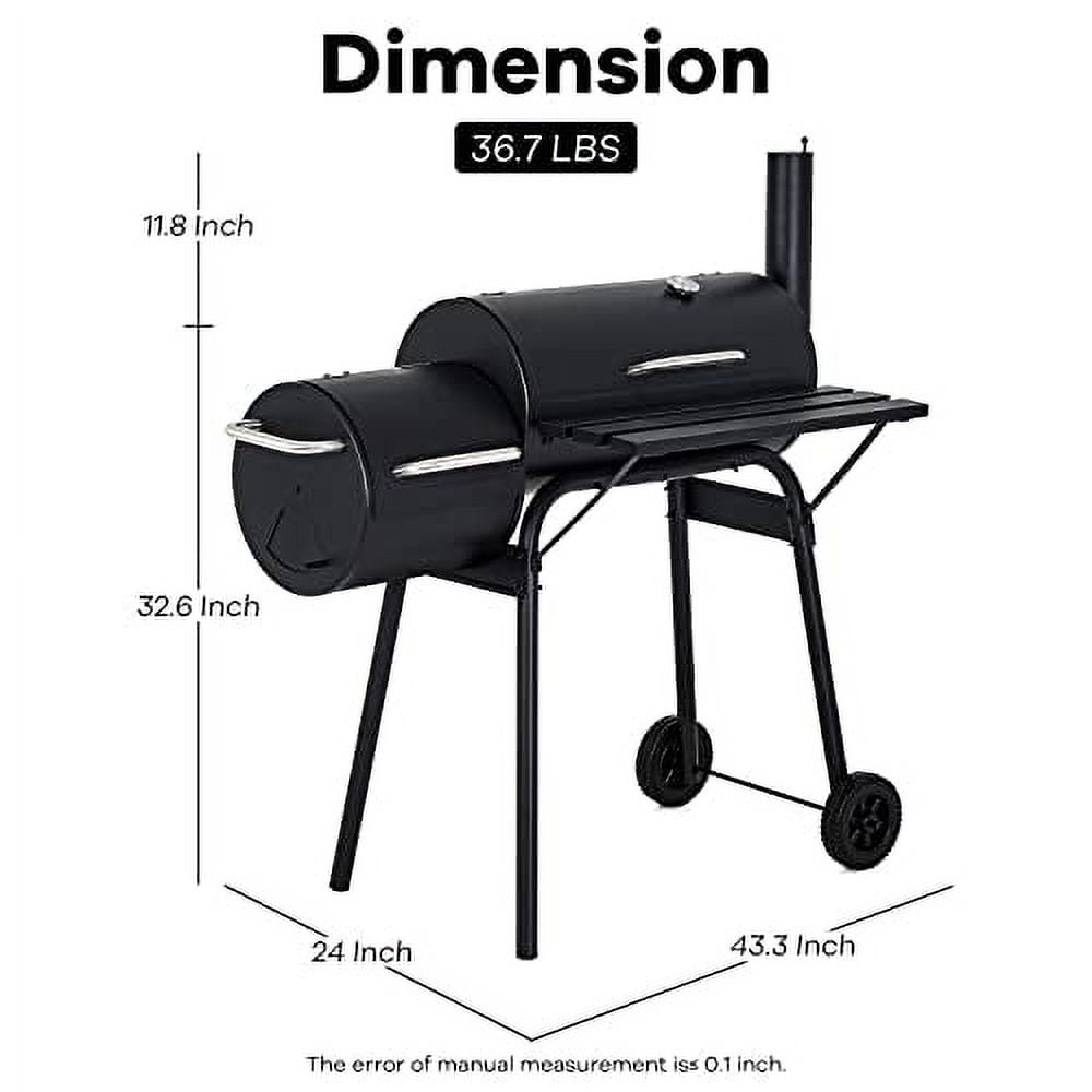 Charcoal Grills, MGHH Portable Charcoal Grill with 2 Wheels Side Fire