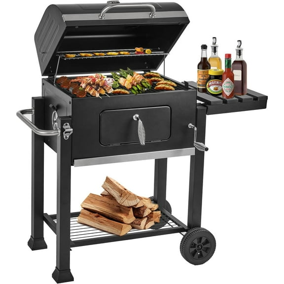 Charcoal Grills,Outdoor BBQ Grill Large Smoker Grill with Side Table,Backyard Barbecue Grill Patio and Parties,Grills with Cast Iron Grill Grates for Outdoor Cooking, Patio, Garden Barbecue