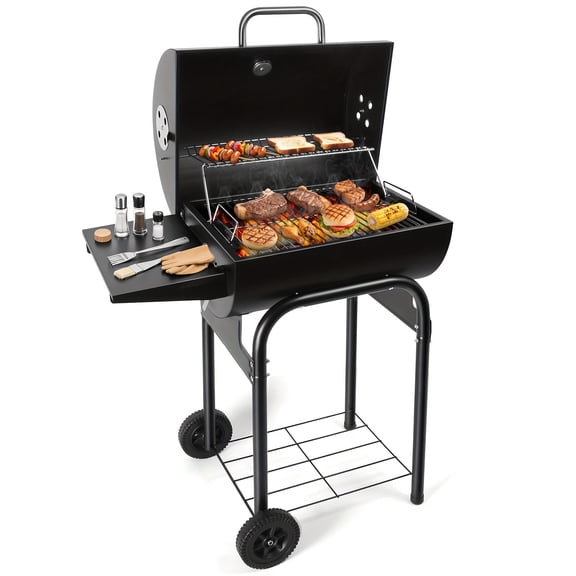 Charcoal Grills, Outdoor Charcoal Barbecue Grill Offset Smoker, Camping Barbecue Grill for Outdoor Backyard BBQ Parties And Picnics, 509 Square Inch Cooking Surface