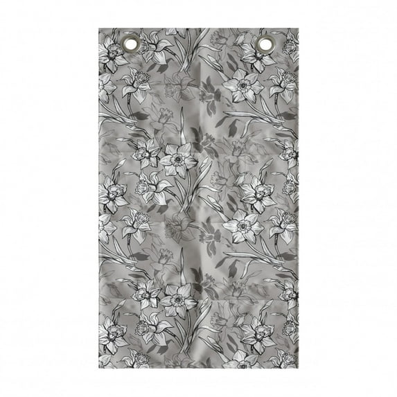 Charcoal Hanging Pocket Organizer, Creative Floral Nostalgia with Hand Drawn Daffodil Flowers, Printed Polyester Storage Bag with Pockets, 21" x 31", Pale Taupe Dimgray