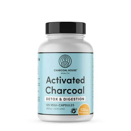 Charcoal House USP Activated Charcoal Vegi-Capsules - 125 Count (320 mg per Capsule)