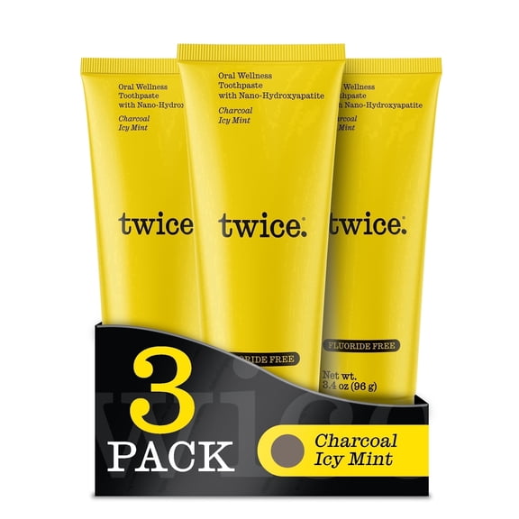 Twice Charcoal Icy Mint Toothpaste with NanoHydroxyapatite Fluoride-Free - 3 Pack