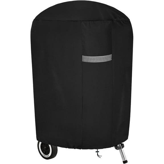 Charcoal Kettle Grill Cover Waterproof Kettle BBQ Cover with Air Vents, Windproof Anti-UV Heavy Duty Oxford Fabric Outdoor Round Barbecue Grill Covers (28.5" D x 35" H) - Black
