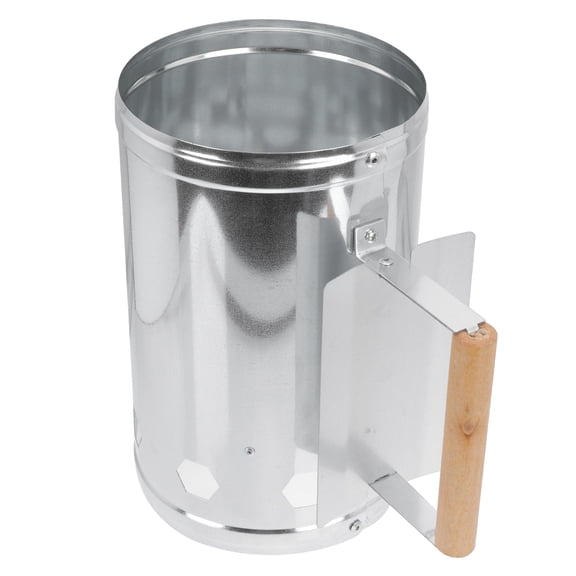 TABLZONE -Resistant Metal BBQ Chimney Starter with Wooden Handle for Backyard Grill and Outdoor Cooking