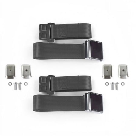 Charcoal Lap Bench Seat Belt Kit with Bracketry for 1985-1992 Jeep Comanche Airplane 2 Point - 3 Belts