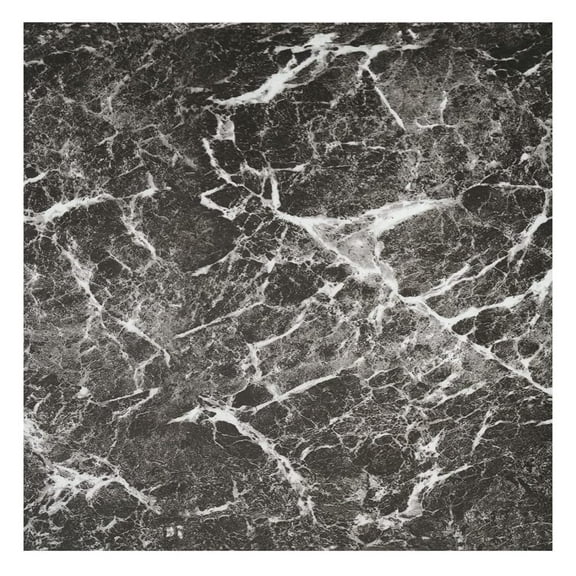 Charcoal Marble Black Vinyl Floor Tiles Self Stick Peel Flooring 12" x 12", 1-Pack (20 Pieces)