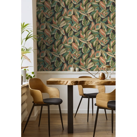 Charcoal Nicolai Leaf Tropical Wallpaper