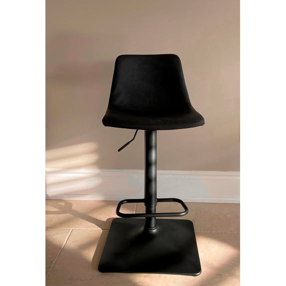 SEAT4U Charcoal PU Upholstered Kawartha Counter Bar Stool Chair with Backrest, Swivel & Height Adjusted chair-Square Metal base(2pcs of set)