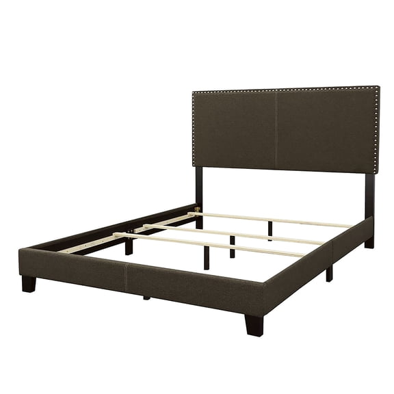 Charcoal Panel Bed with Nailhead Trim and Foam Filler | For Bedroom Comfort | Adds a Touch of Luxury