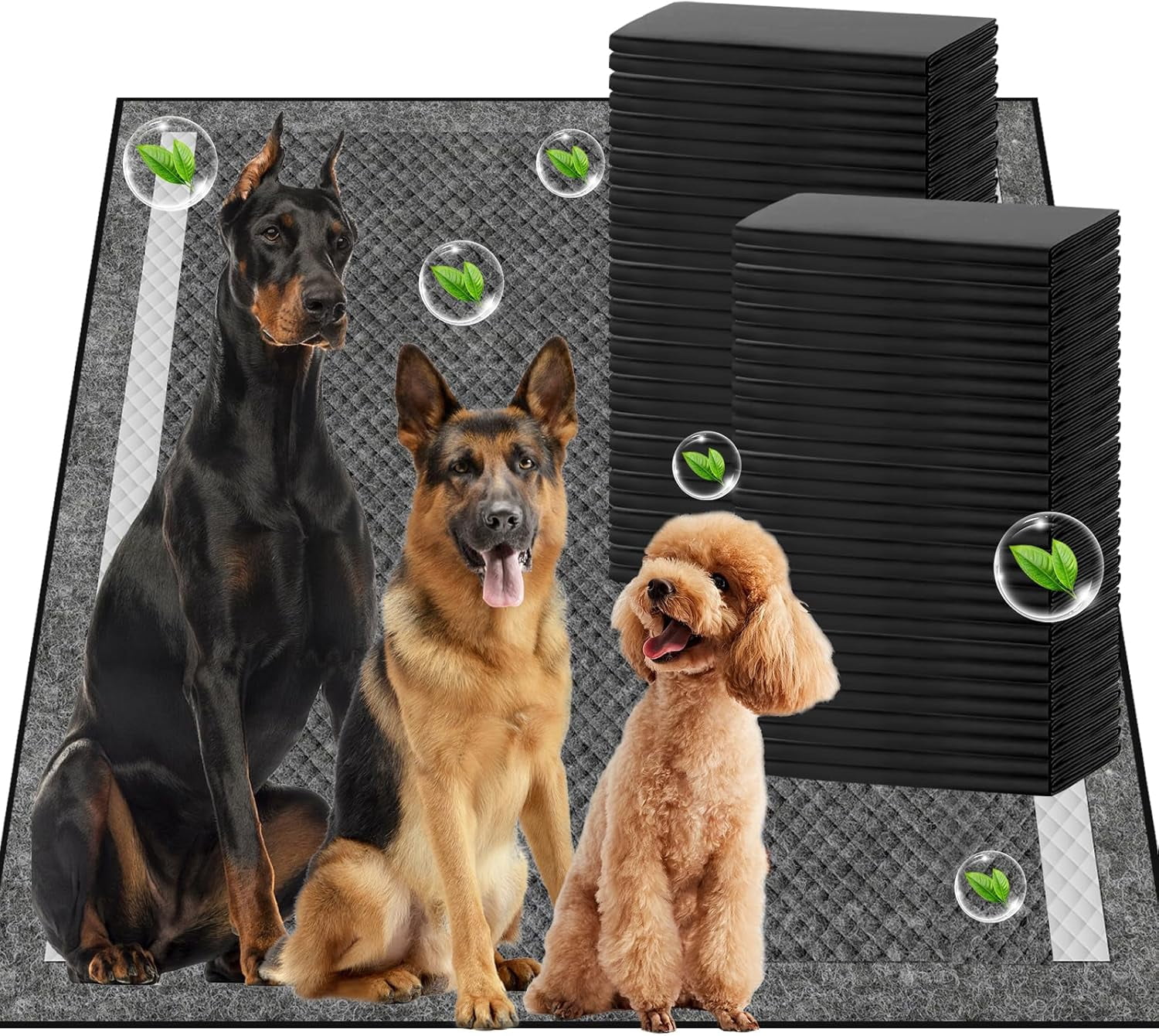 Charcoal Pee Pads for Dogs, 36"x24", Extra Large Puppy Pads XL, Odor Control Dog Pee Pads, Activated Carbon Jumbo Disposable Training Pad, Anti-Slip Potty Pads, Doggy Pads 20 Counts