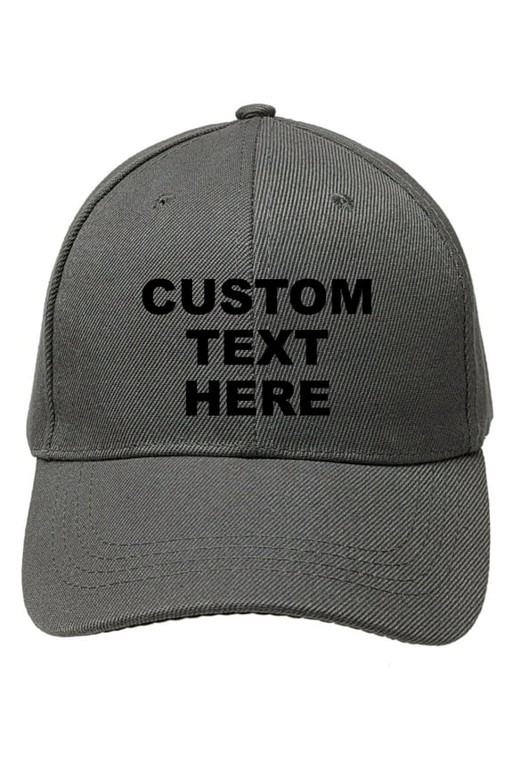Charcoal Personalized Text Embroidered Unisex Baseball Cap, Adjustable Hat, Custom Text