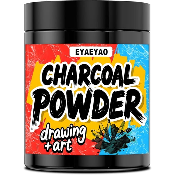 Charcoal Powder for Drawing & Art, Premium 325 Mesh (Extra Fine) Natural Powdered Charcoal for Sketching, Calligraphy, DIY Crafts Non-Toxic, Smooth Blend Jar Packaging (8 oz)