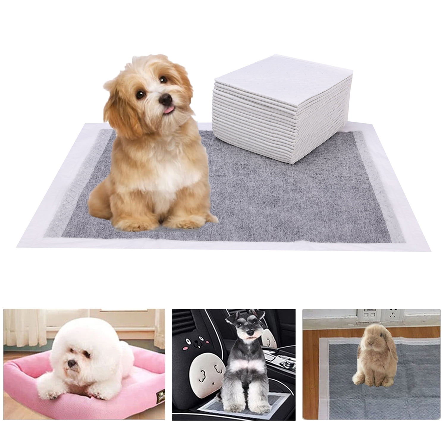 Powools Ultra-Large Odor-Control Dog Pee Pads 96 Packs Black