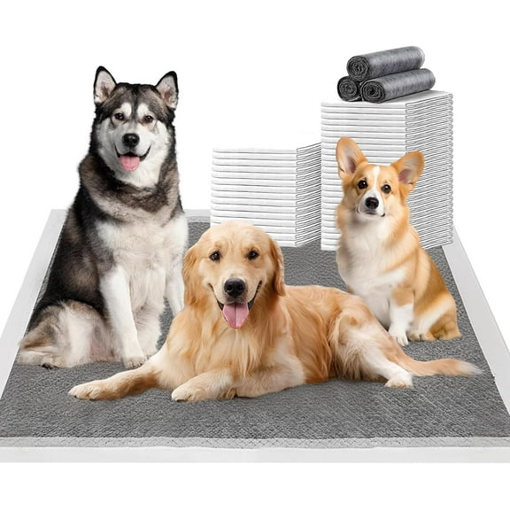 Charcoal Puppy Pads 24" x 36" 20 Count, Disposable Activated Carbon Pee Pads for Dogs, Leak-Proof & Super Absorbent, Thicken Potty Training Pads for Doggie Cats Rabbits, Quick Dry Pet Piddle Pad