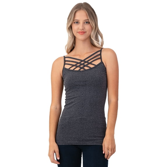 Charcoal Seamless Triple Criss-Cross Front Cami (L/XL)