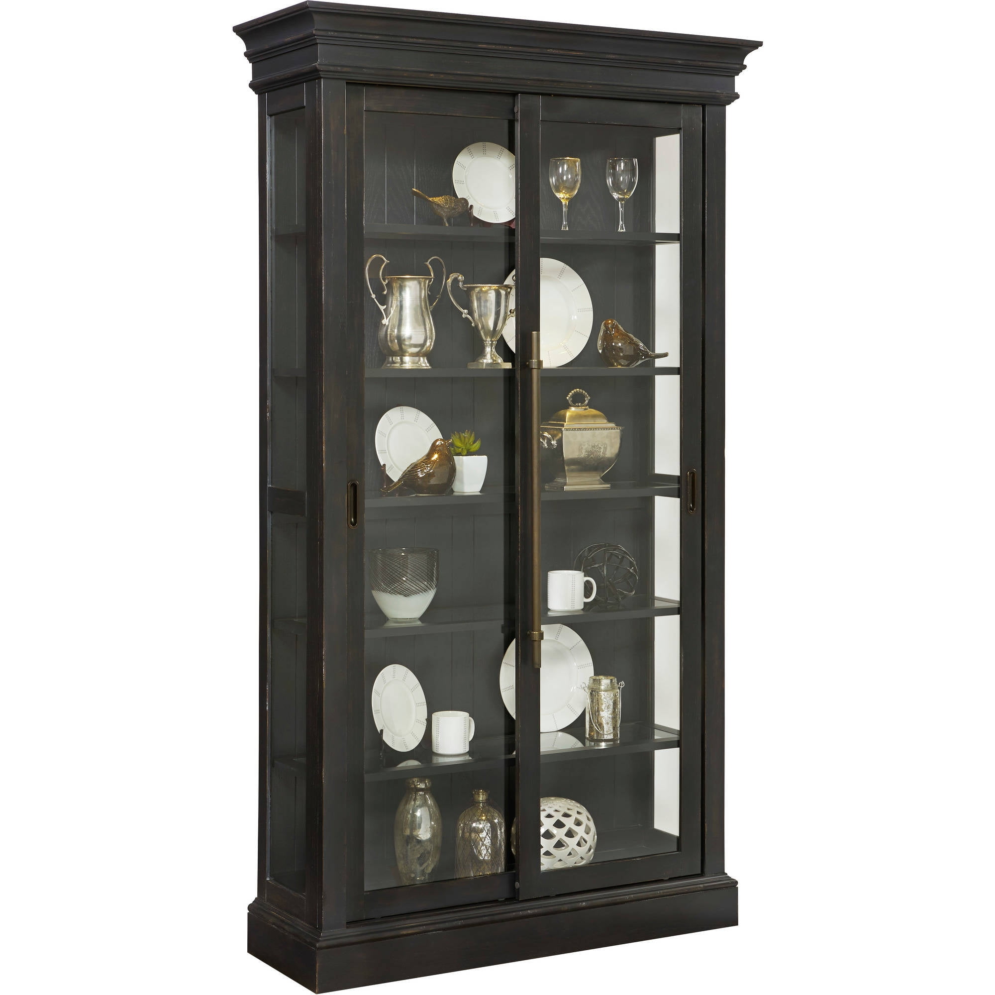 Charcoal Sliding Bypass Door Curio