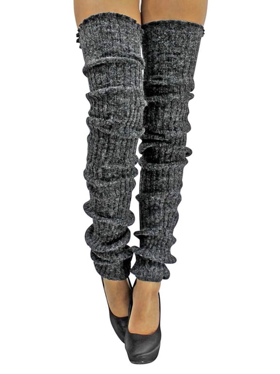 Charcoal Slouchy Thigh High Knit Dance Leg Warmers