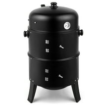 Charcoal Smoker Steel BBQ Grill Heavy-Duty BBQ Smokers Vertical Multi-Layer Steel Charcoal Smoker for Outdoor Cooking Camping Home Party