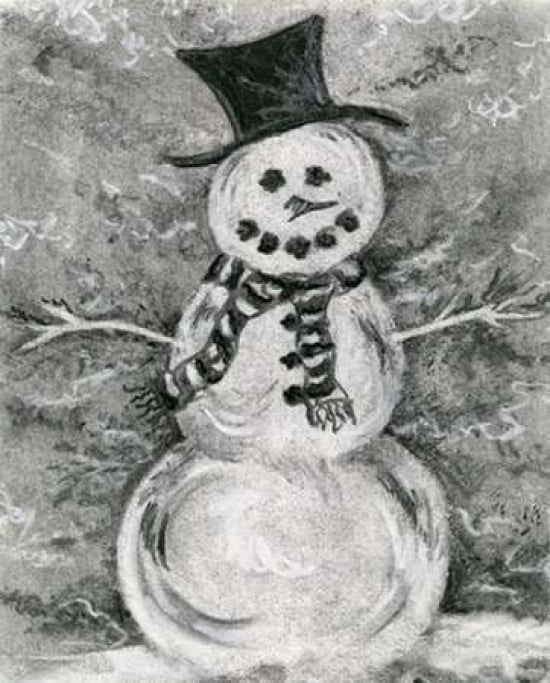 Charcoal Snowman Canvas Art - Amber Berninger (20 x 24)