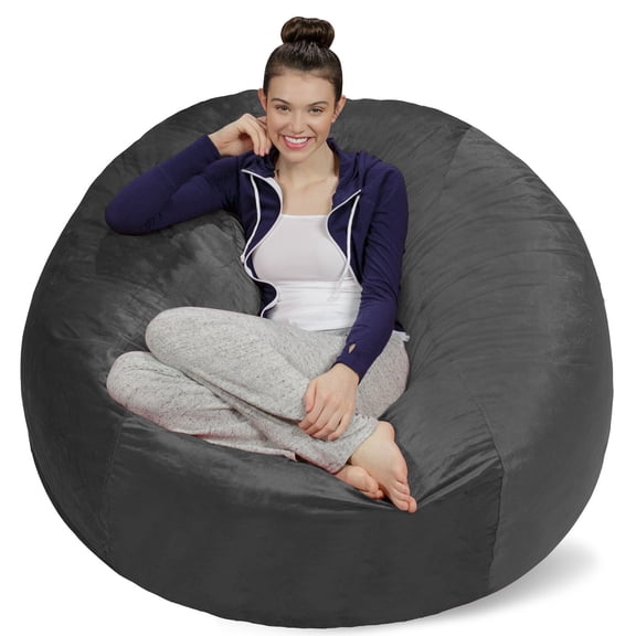 Charcoal Sofa Sack 5 Bean Bag Chair - Plush, Ultra Soft - Memory Foam Bean