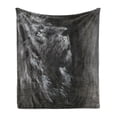 thumbnail image 1 of Charcoal Soft Flannel Fleece Throw Blanket, Hand Drawn Side View of a Lion Looking up Pastel Technique, Cozy Plush for Indoor and Outdoor Use, 60" x 80", Charcoal Grey and White, by Ambesonne, 1 of 6