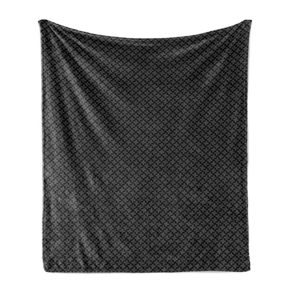 Charcoal Soft Flannel Fleece Throw Blanket, Monochromatic Pattern of Repetitive Geometric Stars, Cozy Plush for Indoor and Outdoor Use, 70" x 90", Grey Charcoal Grey, by Ambesonne