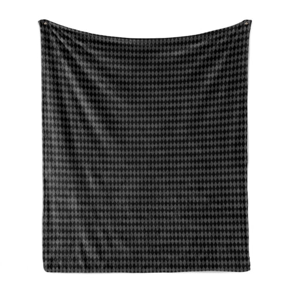 Charcoal Soft Flannel Fleece Throw Blanket, Simplistic Rhombuses Grid Pattern Illustration of Greyscale Argyle, Cozy Plush for Indoor and Outdoor Use, 50" x 60", Grey and Charcoal Grey, by Ambesonne