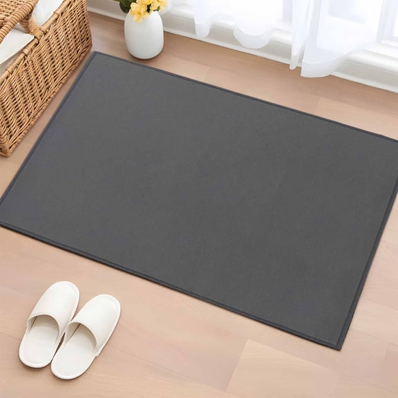 Charcoal Solid Color 2'x3' Washable Rug, Modern Minimalist Pure Color Non-Slip Soft Doormat Area Rugs for Entrance Bathroom Bedsides, Front Doormat Carpet for Kitchen Bedroom, Entryway Floor Mat