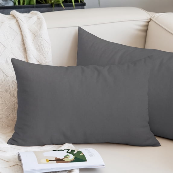 Charcoal Solid Color Pillow Covers King, Modern Minimalist Pure Color Soft Brushed Microfiber Breathable Throw Pillow Covers, Decorative Pillowcase with Zipper for Sofa Couch Bedroom 20"x36"
