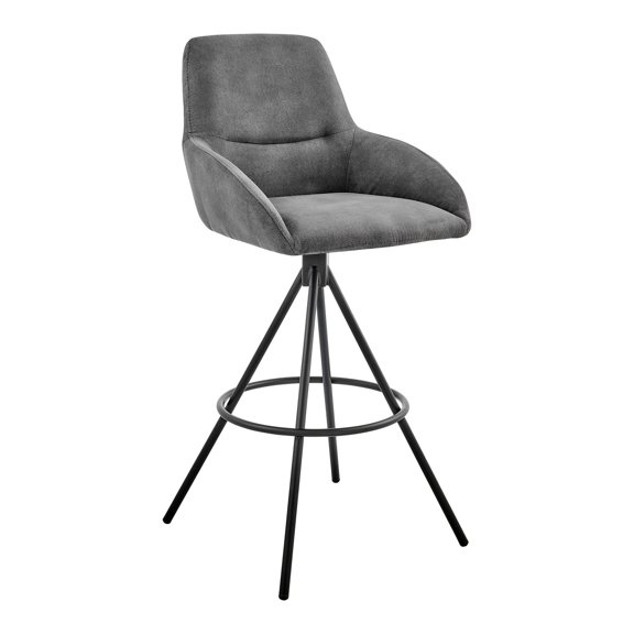 Charcoal Solid Fabric, Ergonomic Design, 26" Counter Height - Comfortable Seating for Kitchen Conversations