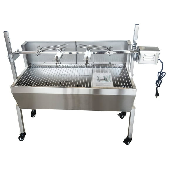 Charcoal Spit Rotisserie Roaster Grill Trolley Stainless Steel Grill Pig Lamb Roast BBQ Grill