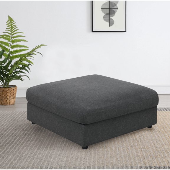 Charcoal Square Upholstered Ottoman