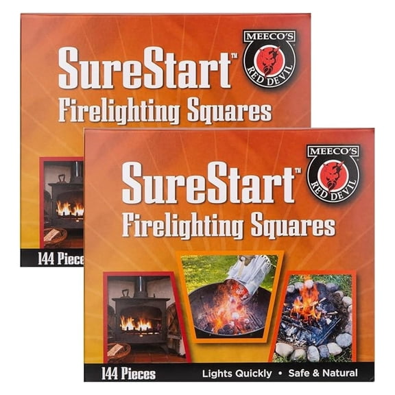 Charcoal Starters - Quick Lighting Fire Starter Squares - 144 Count, 2 Pack - Wood