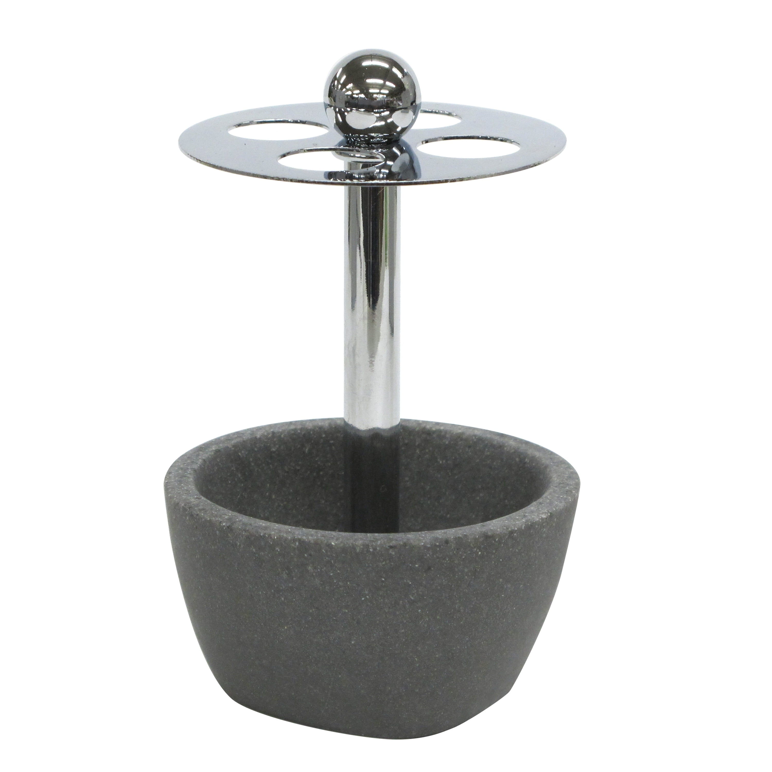 Charcoal Gray Stone and Metal Toothbrush Holder