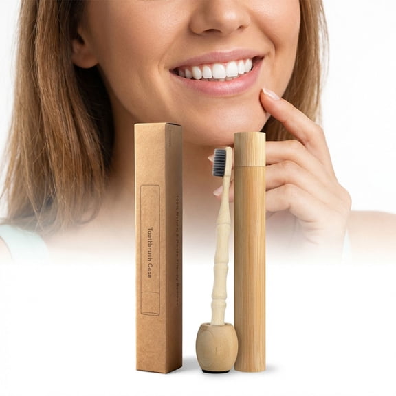 Charcoal Toothbrush With Travel Case Kit Extra Soft Natural Bristles For Sensitive Teeth Friendly Portable Wooden Travel Set Wood Toothbrushes Stand Cover