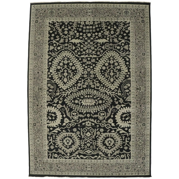 Charcoal Transitional Floral 9X13 Oriental Rug
