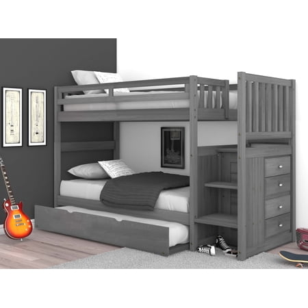 Charcoal Twin over Twin Stairbed with Trundle by Discovery World Furniture