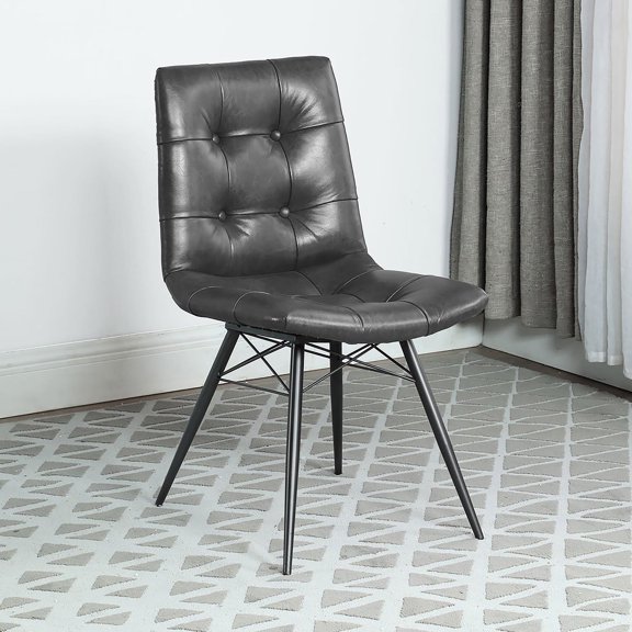 Charcoal Upholstered Chairs with Angled Legs / Dining Room Seating Solution