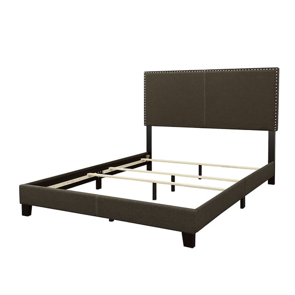 Charcoal Upholstered Twin Bed With Stable Leg Formation And Appeal Upholstery Wood Frame