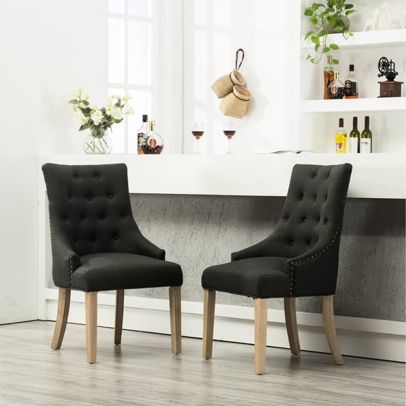 Charcoal Upholstered - Wingback & Button Tufted - Dining Area - Add Formal Air to Dining