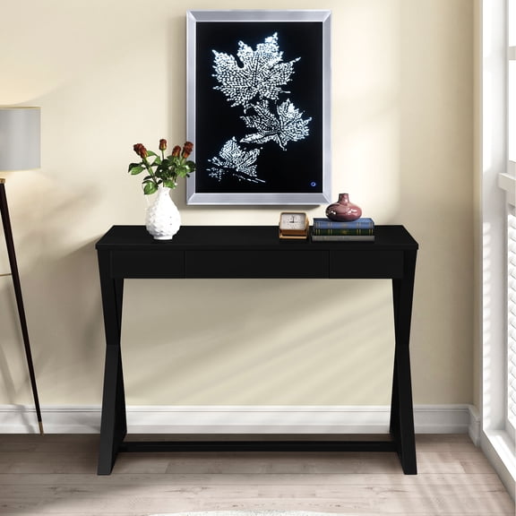 Charcoal - colored console | Perfect for small spaces in living areas | English dovetail construction for long - lasting use