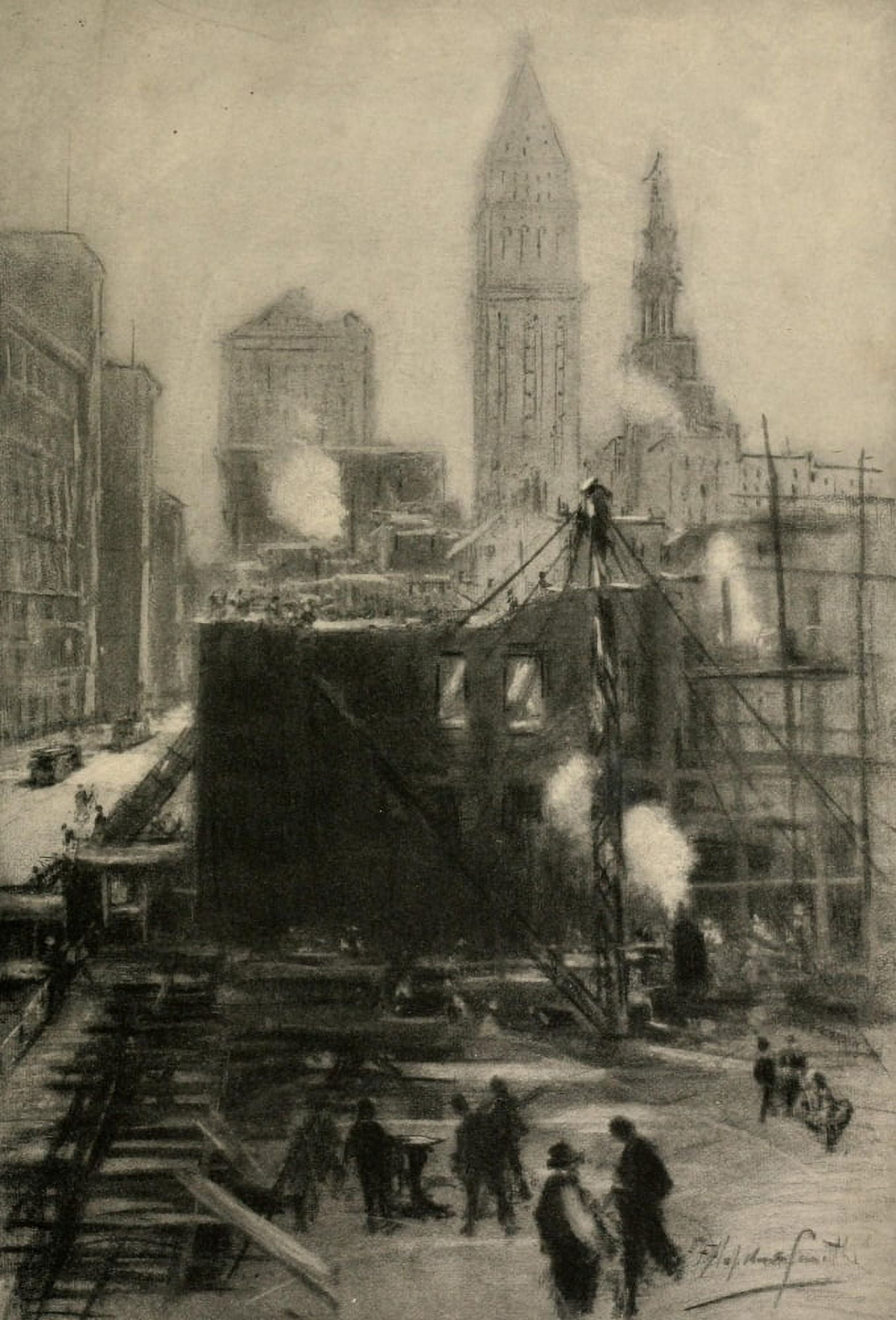 Charcoals of New & Old New York 1912 Building New York Canvas Art - Francis Hopkinson Smith (18 x 24)