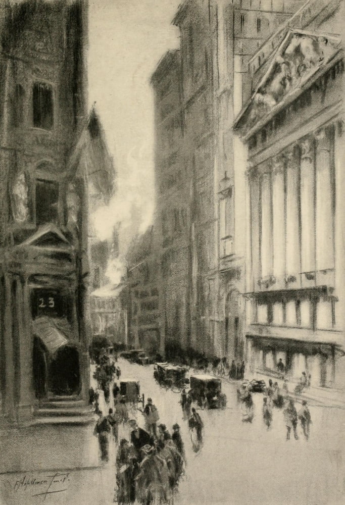 Charcoals of New & Old New York 1912 The Stock Exchange Canvas Art - Francis Hopkinson Smith (24 x 36)