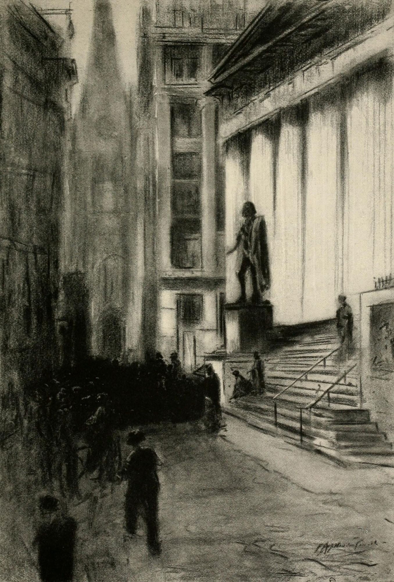 Charcoals of New & Old New York 1912 Wall Street Canvas Art - Francis Hopkinson Smith (18 x 24)